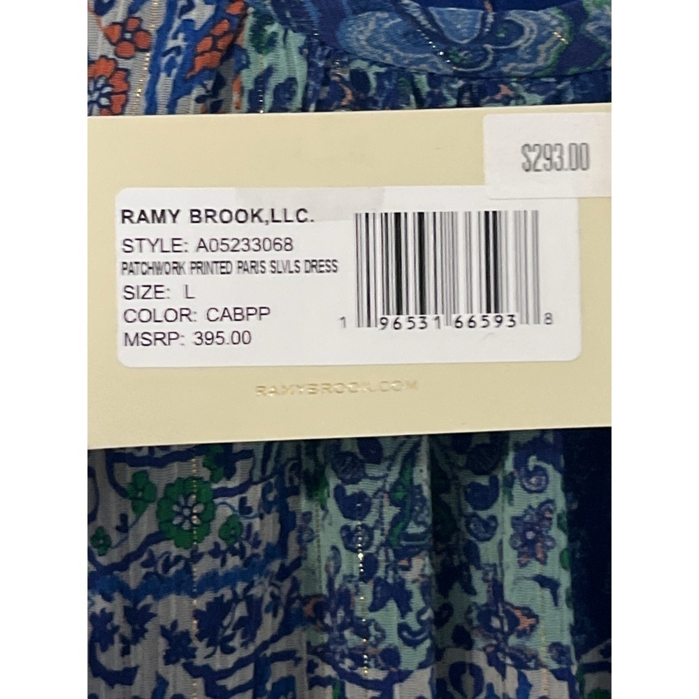Ramy Brook Patchwork Printed Paris Dress Women’s Large Blue Sleeveless Mini - Picture 15 of 17